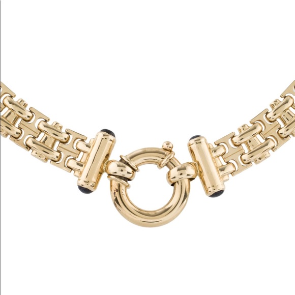 HEAVY ✨ 14K Yellow Gold Link sapphire Necklace - Picture 3 of 11